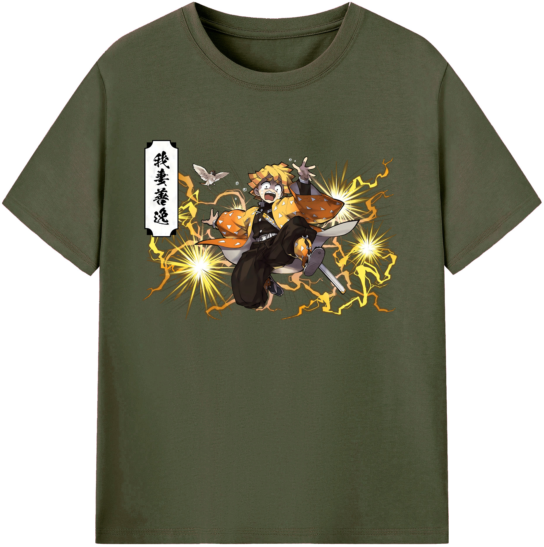 （画像用） 鬼滅の刃（きめつのやいば）我妻 善逸／あがつま ぜんいつ Agatsuma Zenitsu 綿100％ メンズ半袖Tシャツ｜肌触りやわらか＆通気性